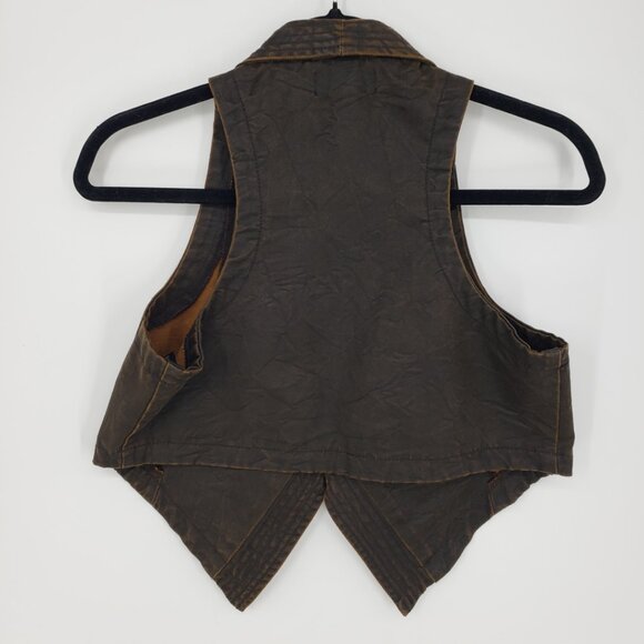 Forever 21 Vintage Y2K Studded Faux Leather Biker Waistcoat Vest M  Brown - Picture 2 of 9